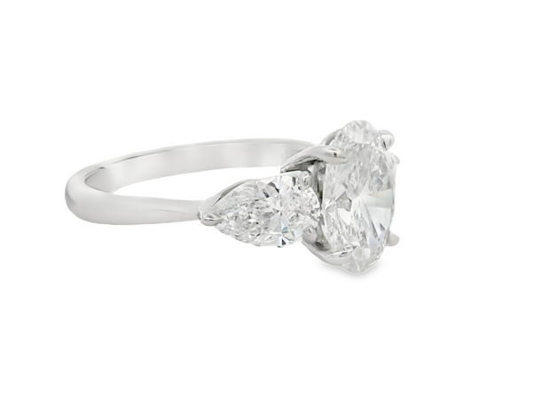 Platinum Lab Grown Oval Diamond Engagement Ring - 3.35ctw