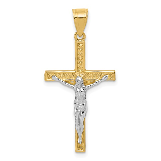 10 Karat Crucifix Pendant with Rhodium Finish