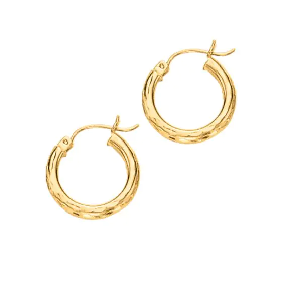 Yellow Diamond Cut Hoop Earring