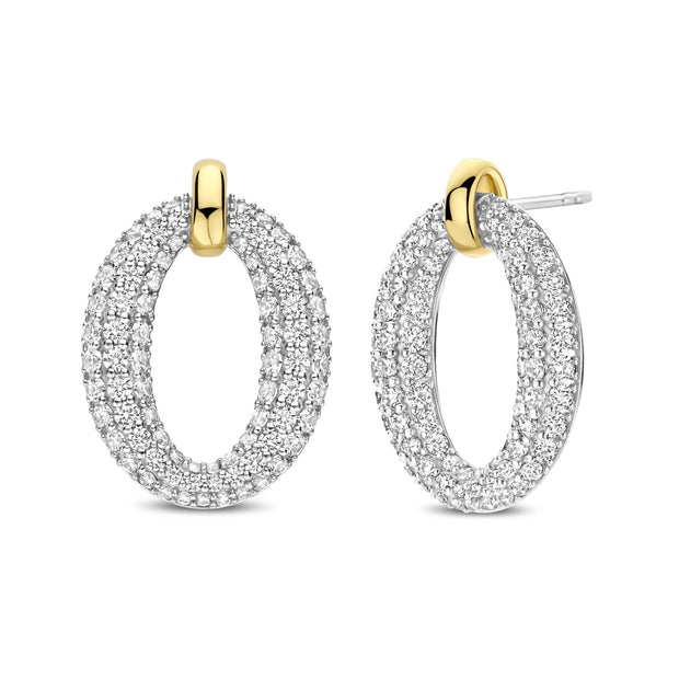 Ti Sento Silver CZ Encrusted Earrings