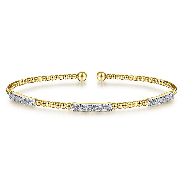 Gabriel & Co. Yellow Bujukan Bangle with Diamond Stations