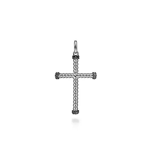 Gabriel & Co. Silver Cross with Black Spinel