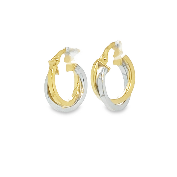 14K Two-Tone Petite Hoop Earrings