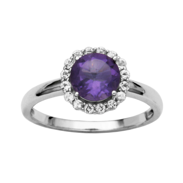 Silver Birthstone Ring- Amethyst