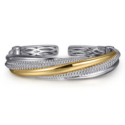 Gabriel & Co Silver and 14 Karat Yellow Gold Bujukan Bangle