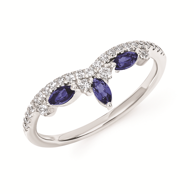 White Gold Diamond and Sapphire Ring