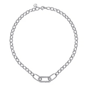 Gabriel & Co. Sterling Silver Chain Necklace with White Sapphires