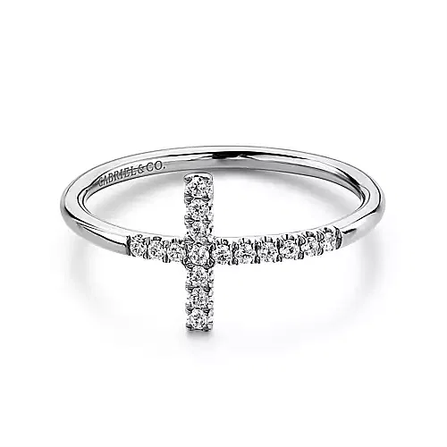 Gabriel & Co. Diamond Sideways Cross Ring