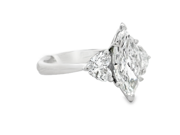 Platinum Lab Grown Marquise and Heart Diamond Engagement Ring - 3.01ctw