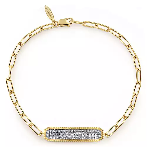 Gabriel & Co. yellow Gold Diamond Pave Bar Bracelet