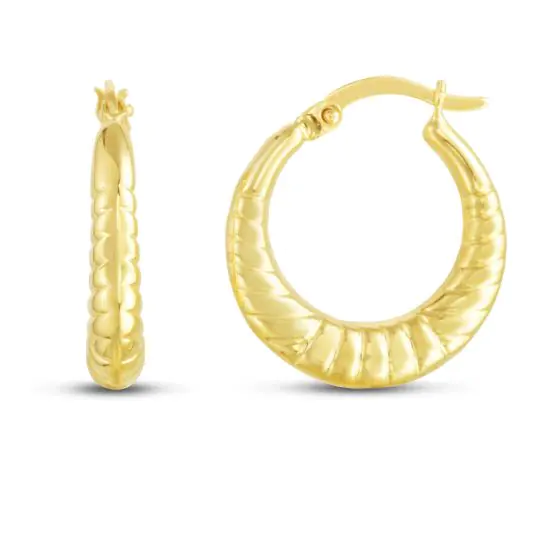 Yellow Gold Graduated Hoop Earrings