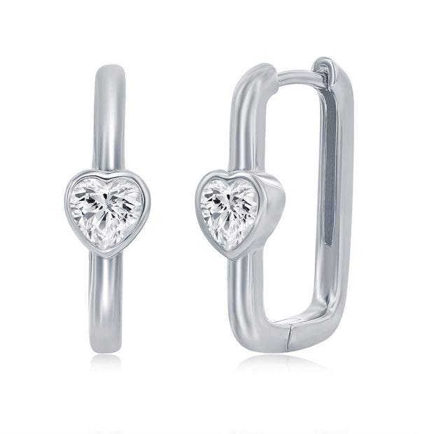 Silver Rectangle Hoop Earrings