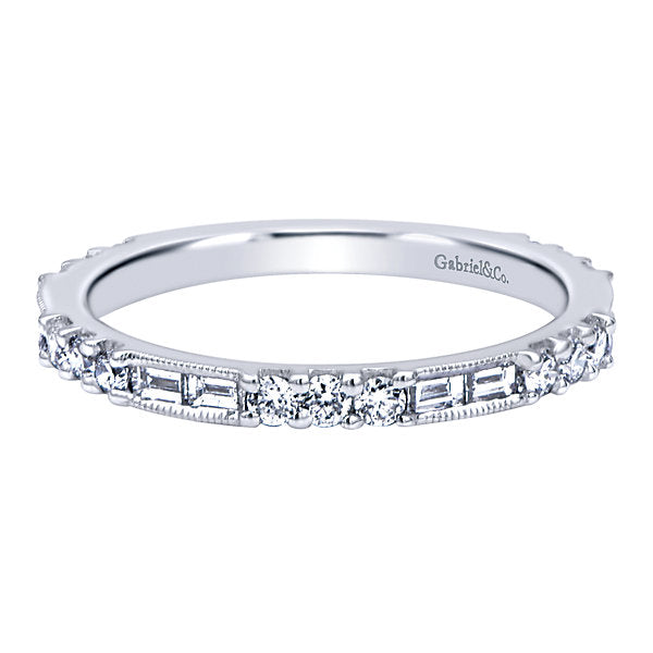 Gabriel & Co. Baguette and Round Diamond Band