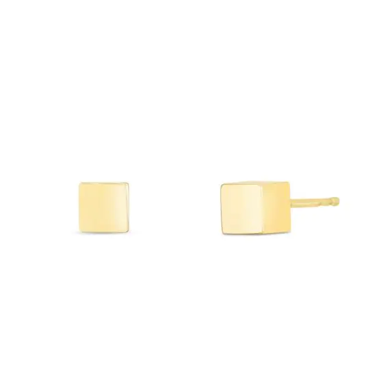 Yellow Gold Cube Earrings