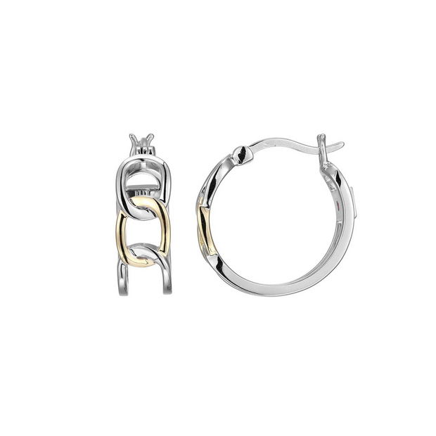 Elle Silver and Yellow "Parallel" Hoop Earrings