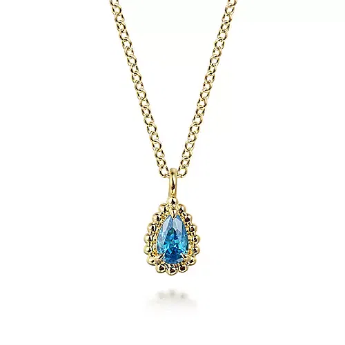Gabriel & Co Yellow Bujukan Necklace with London Blue Topaz