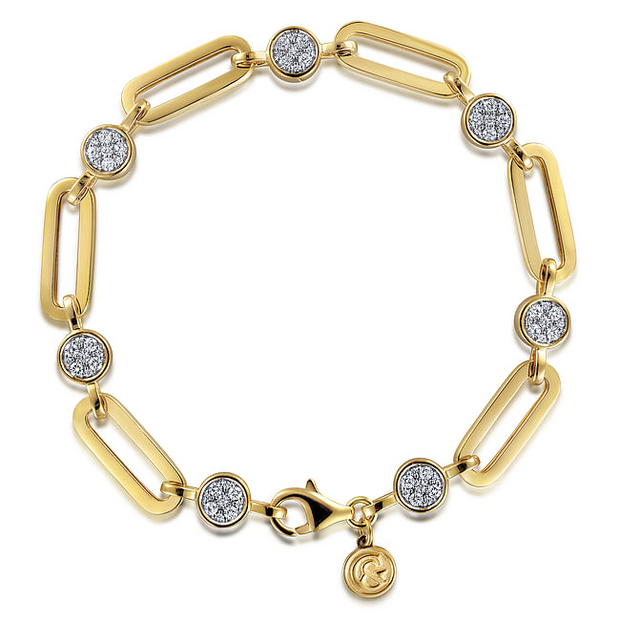 Gabriel & Co, Yellow Paperclip and Diamond Station Bracelet