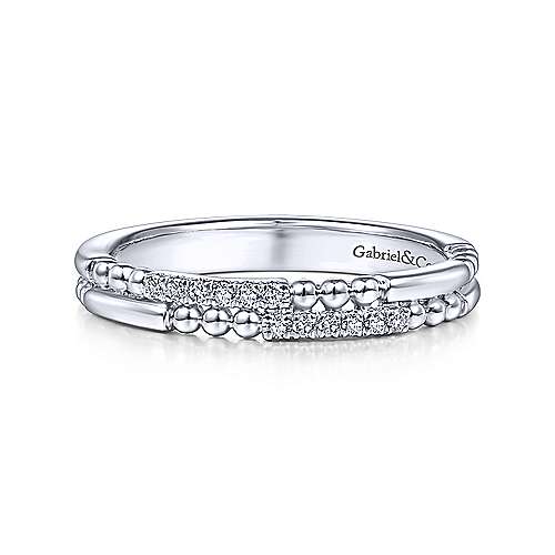 Gabriel & Co., 14K White Gold Two Row Stackable Ring