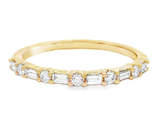 14K Yellow Gold Baguette Diamond Wedding Band