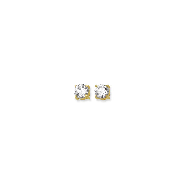 14K Yellow Gold Round CZ Stud Earring