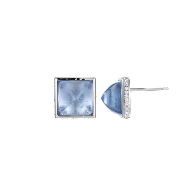 Elle Silver CCreated Blue Quartz Earrings