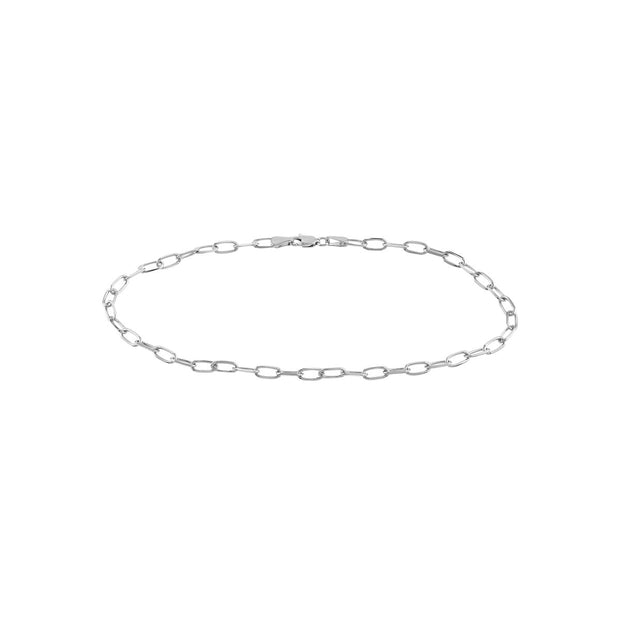 14K White Gold Solid Paperclip Chain - 3.10mm
