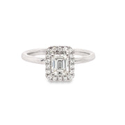 14K White Gold Emerald Cut Engagement Ring - .70ctw