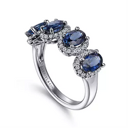Gabriel & Co. Sapphire and Diamond Halo Ring