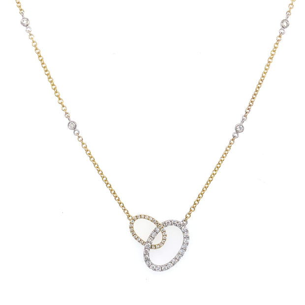 14 Karat Yellow/White Gold Diamond Pendant Necklace