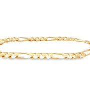14K Yellow Gold Solid Figaro Bracelet - 8"