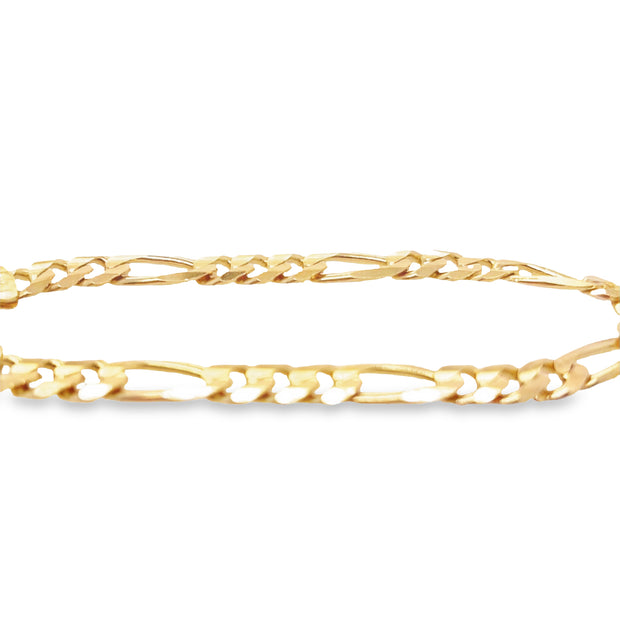 14K Yellow Gold Solid Figaro Bracelet - 8"