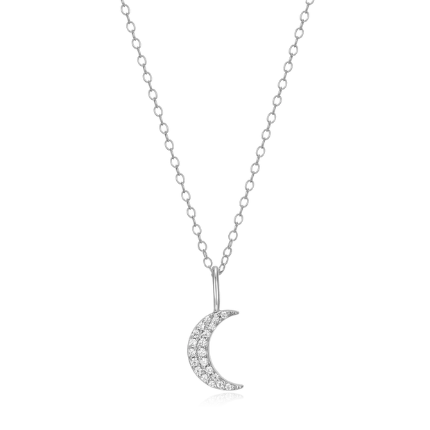 Monte Luna Silver Crescent Pendant Necklace