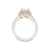 14K White and Rose Gold Double Halo Pear Engagement Ring - 1.42ctw
