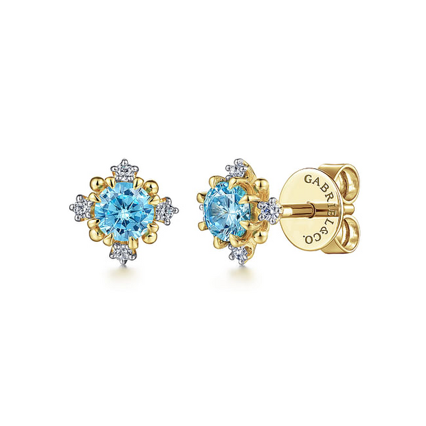 Gabriel & Co. Yellow Topaz and Diamond Earrings