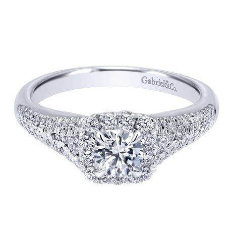 Gabriel & Co 14K White Round Halo Engagement Ring