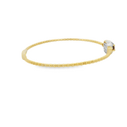 14K Yellow Gold Flexible Bangle with Ruby and Diamond Accent