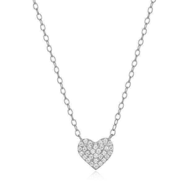 Monte Luna Silver Pave Heart Necklace