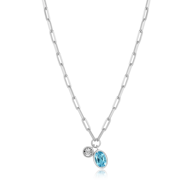 Monte Luna Silver December Birthstone Pendant Necklace