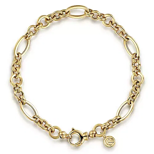 Gabriel & Co yellow Gold Figaro Link Bracelet