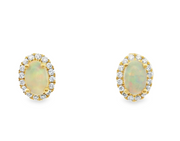 14K Yellow gold Opal & diamond Earrings