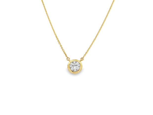 18K Yellow Gold Bezel Set Diamond Pendant