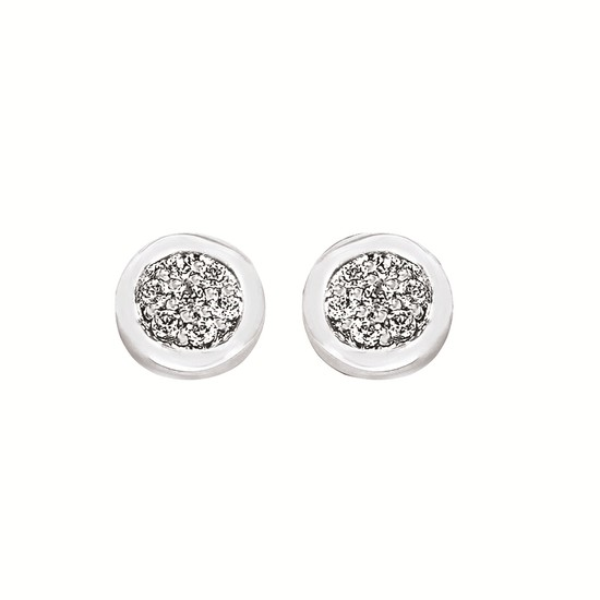 Silver Diamond Cluster Earrings