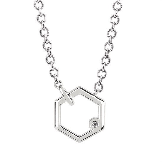 Silver Hexadon Pendant Necklace