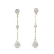 14K Dangle Akoya Cultured Pearl Earrings