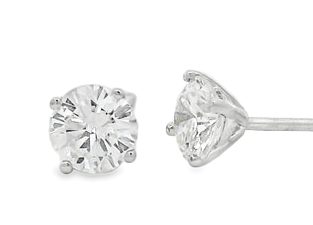 14K White Gold Diamond Stud Earrings - .78ctw