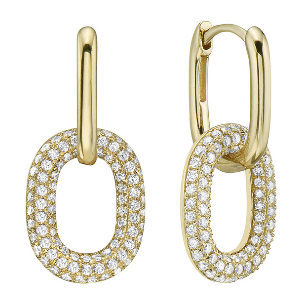 Yellow Gold Diamond Link Earrings