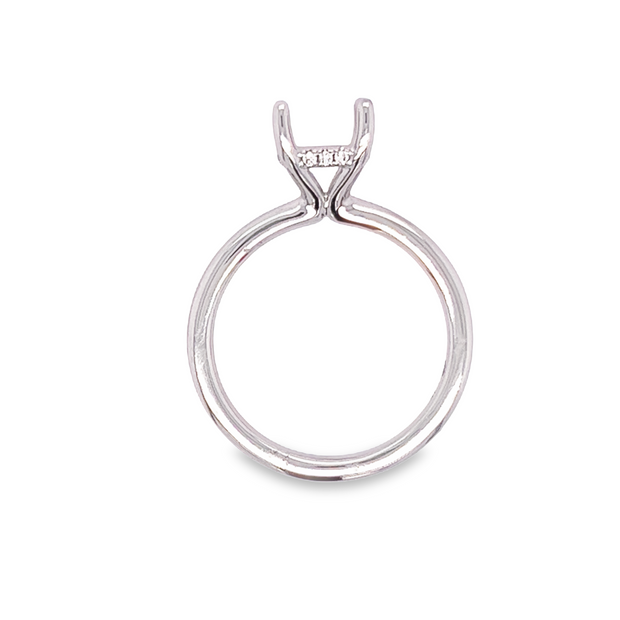 14K White Gold Hidden Halo Solitaire Mounting