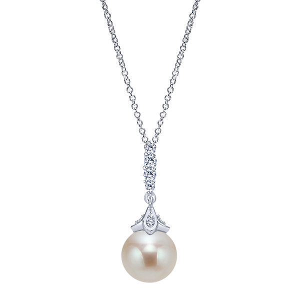Gabriel & Co Peal and Dimond Pendant Necklace