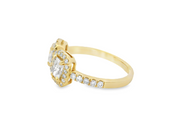 14K Yellow Gold Moi Toi Natural Diamond Ring with Emerald and Pear Cut Diamonds