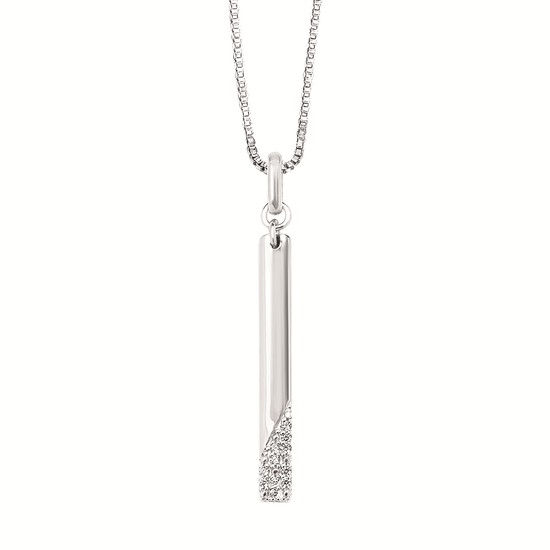 Silver Diamond Drop Pendant Necklace